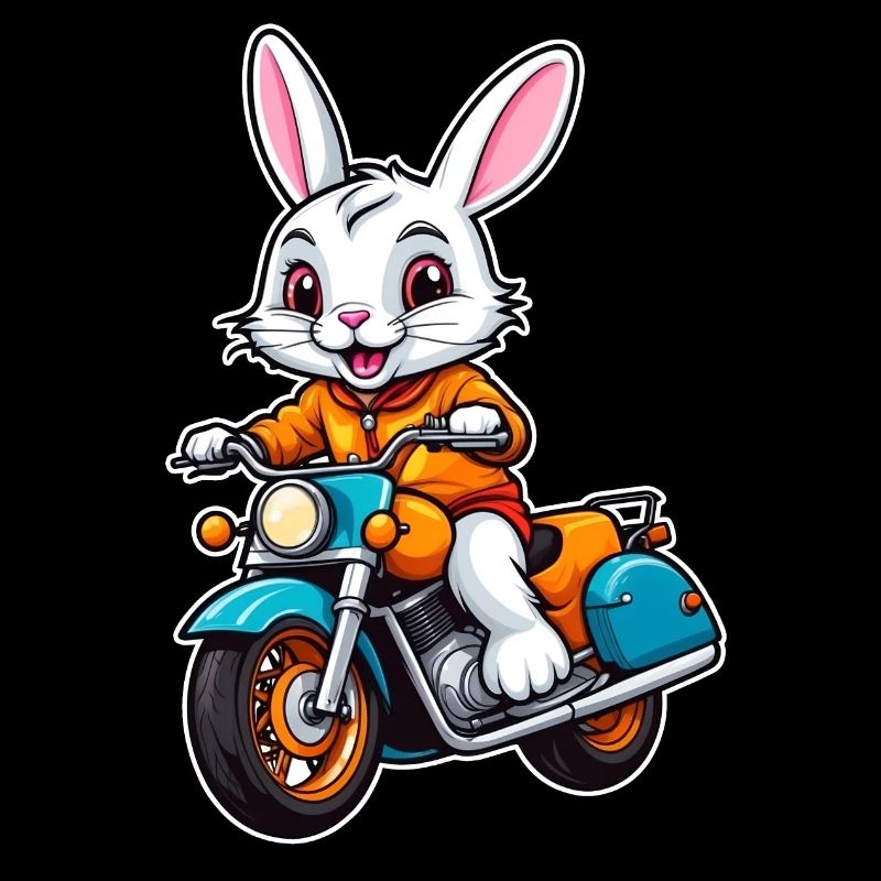Cool Easter Bunny on Motorcycle Biker Bunny