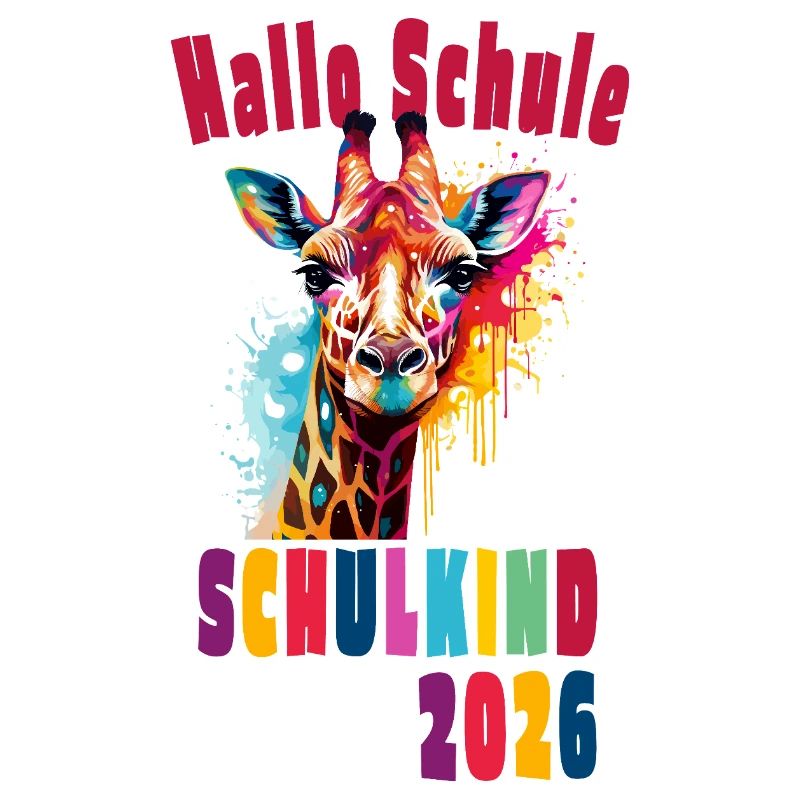 Hallo Schule 2026 - Schulkind Einschulung Giraffe 