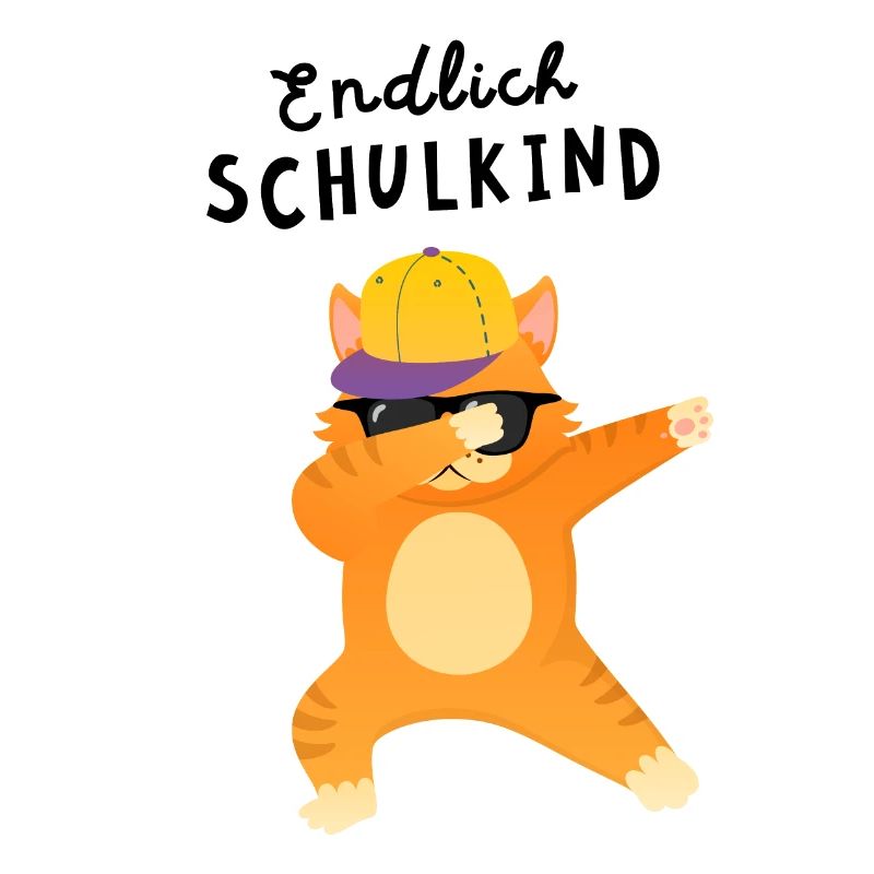 Endlich Schulkind Katze Dab Einschulung