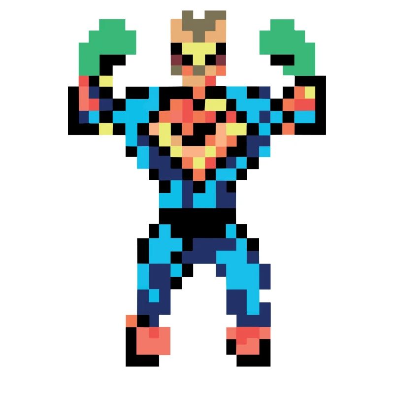 Pixel Art Superhero - Strong Man Flexing Muscles