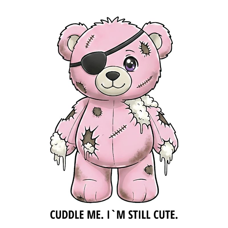 Patchwork Pink Teddy Bear with Eye Patch