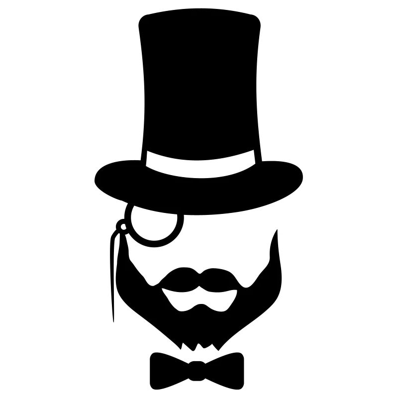 man sir cylinder hat monocle glasses face head