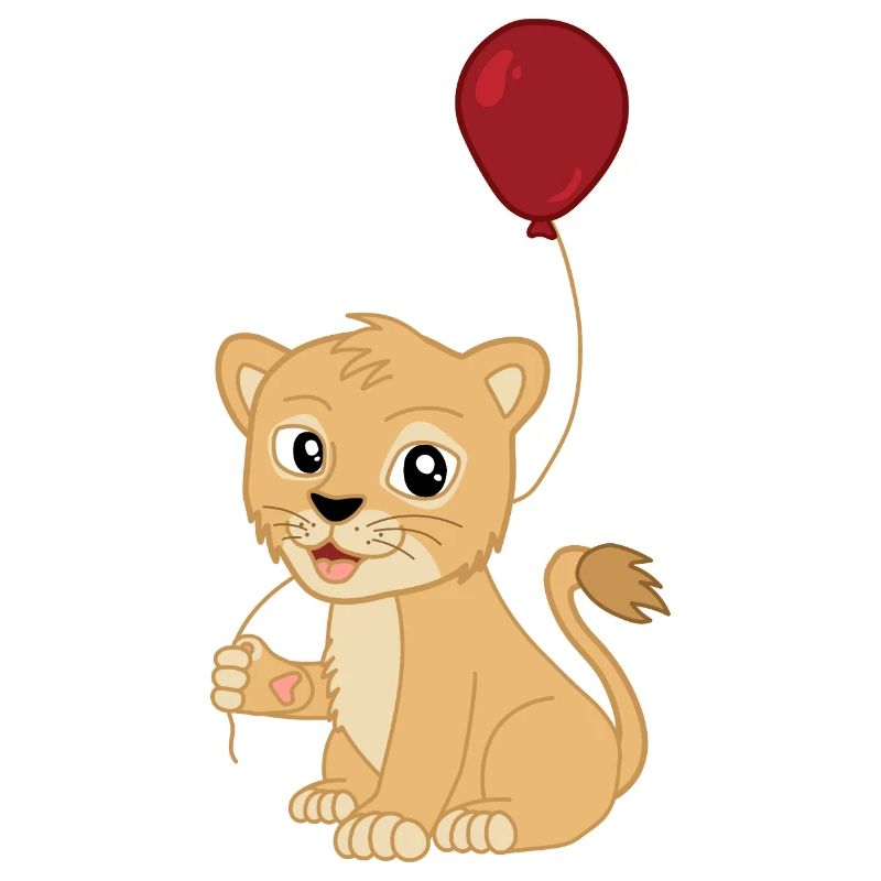 Mignon bébé lion avec ballon
