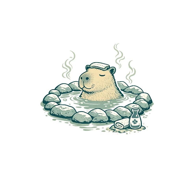 Capybara dans le bain de source