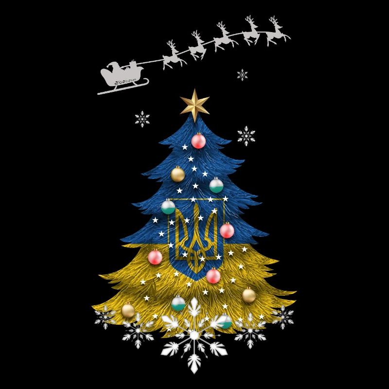 Weihnachtsbaum mit ukrainischer Flagge