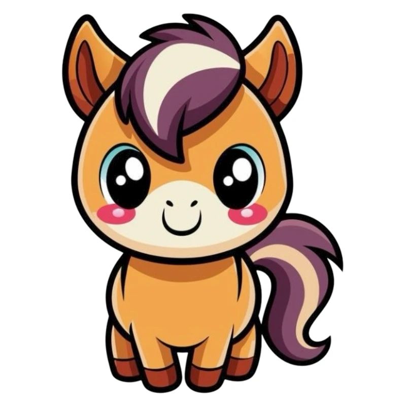 Süßes Chibi-Pony mit lila Mähne
