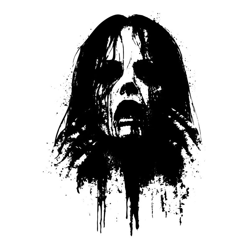 Demonic Woman's Head with Empty Eyes