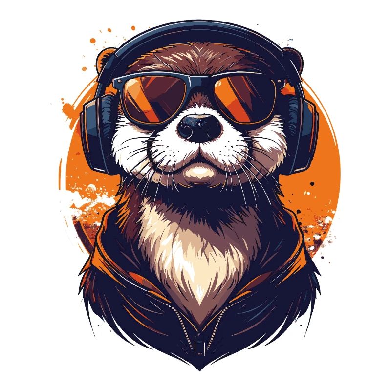 Locker drauf: Otter mit Kopfhörern