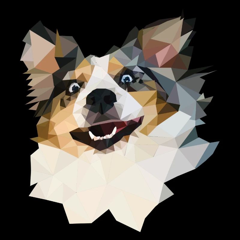 Australian Shepherd, Blue Merle, Polygon Style