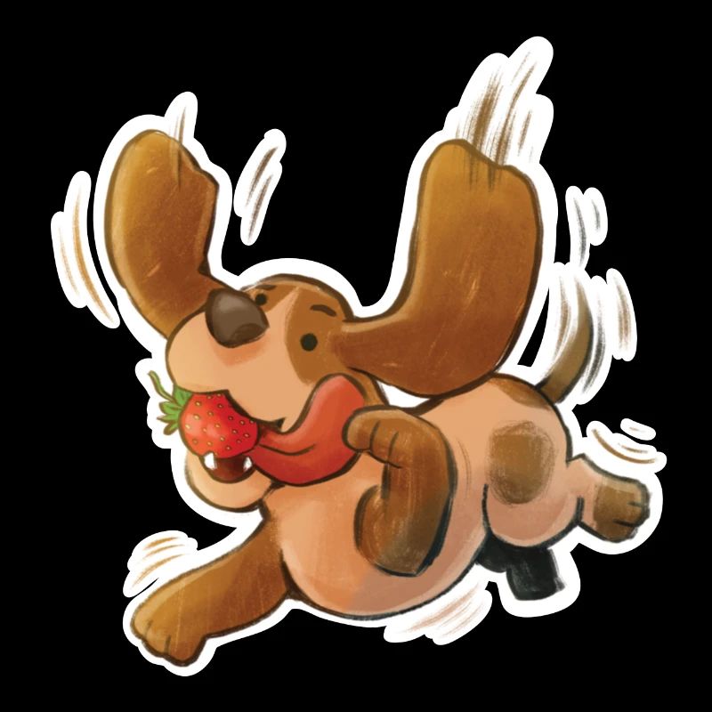 Bruno, der Hund mit der Erdbeere