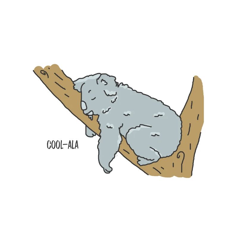 Sleeping Koala on Tree Branch Doodle