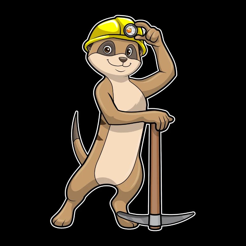 Erdmännchen als Bergarbeiter mit Spitzhacke