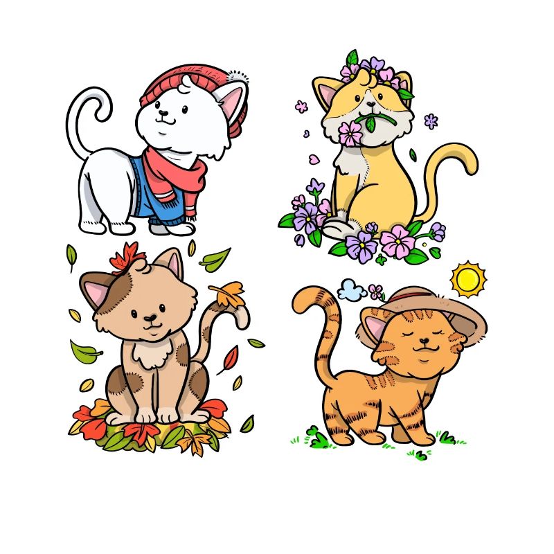 Chaque saison est une saison de chat Saisons Chats