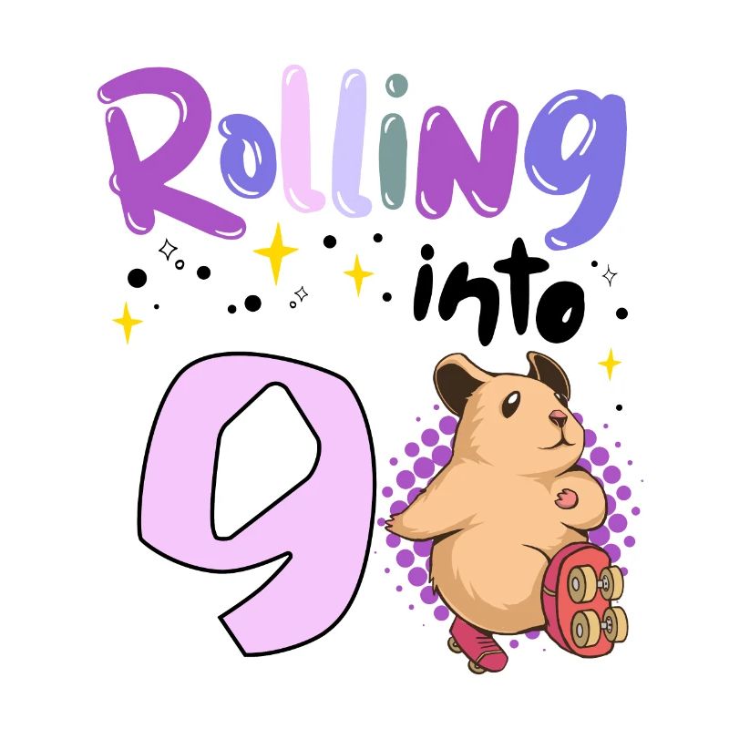 9th birthday Hamster Rolling into 9 years