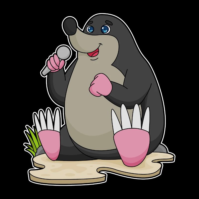 Mole as a singer with microphone