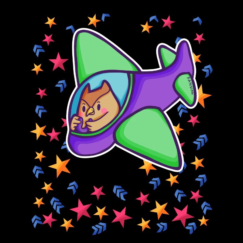 Owl Pilot Airplane Starry Sky