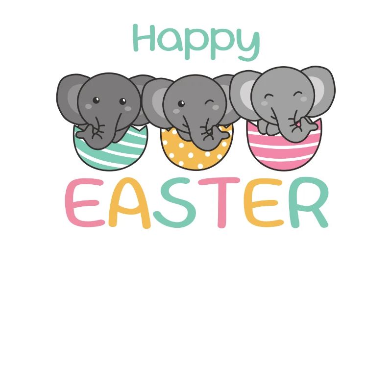 cute elephants at Easter with Easter eggs elephant