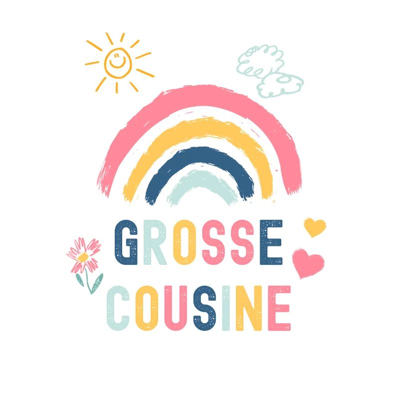 Große Cousine 2024 Regenbogen Herz Mädchen