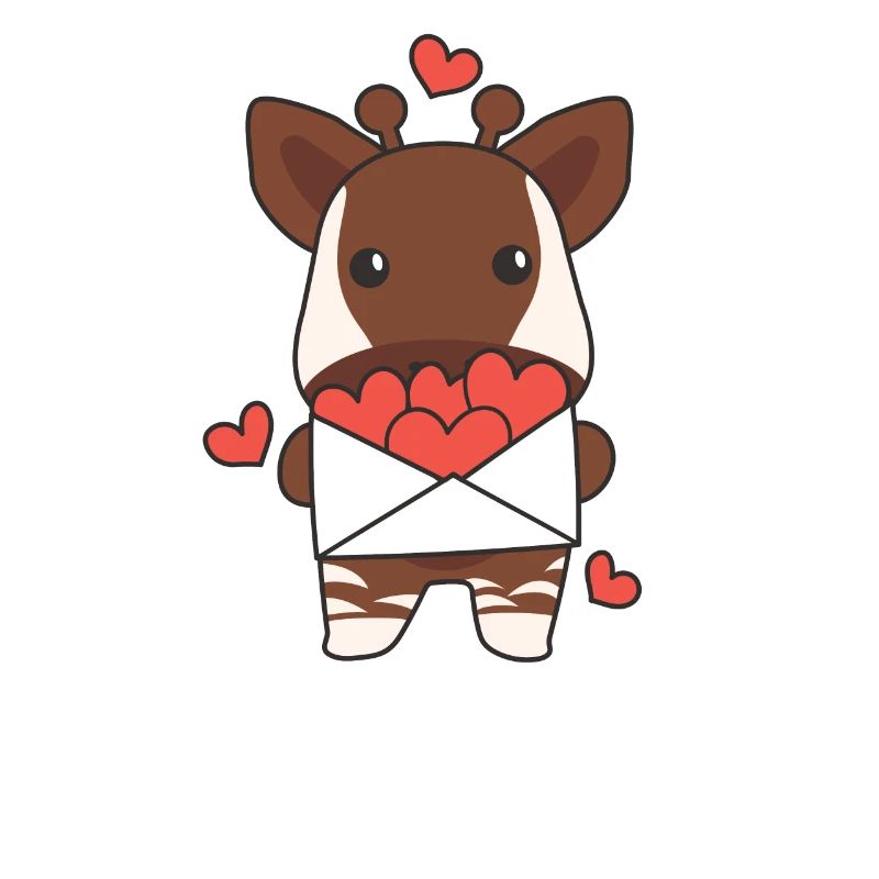 Okapi for Valentine's Day Cute Animals with Hearts