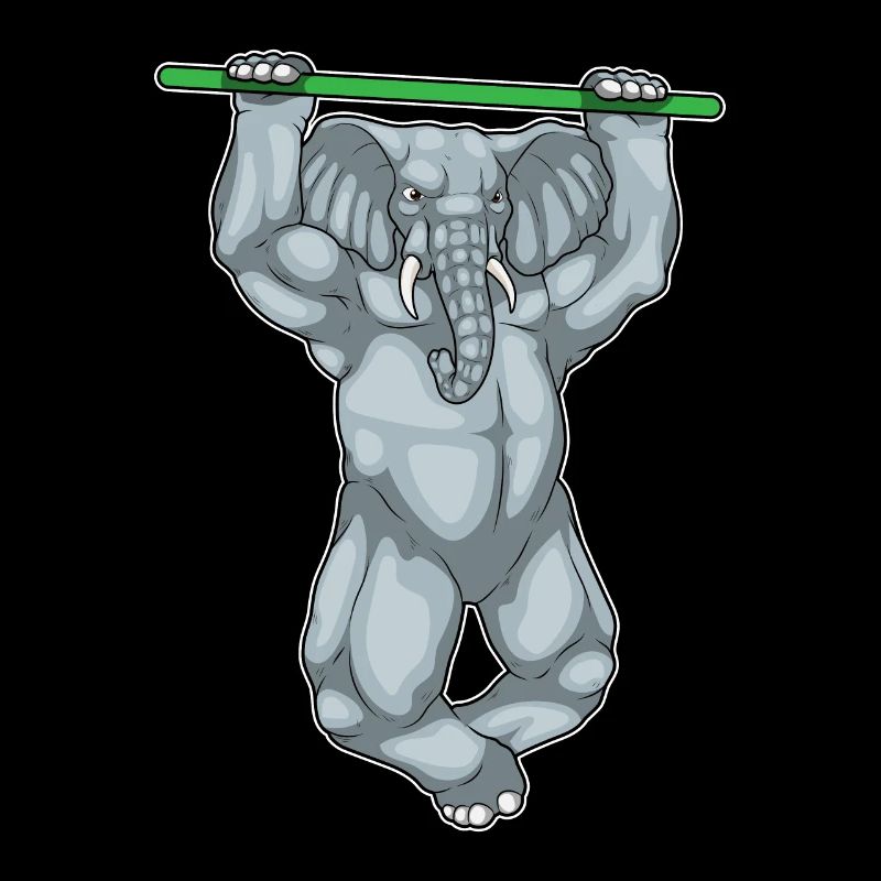 Elephant Bodybuilder Pull-Ups Bodybuilding