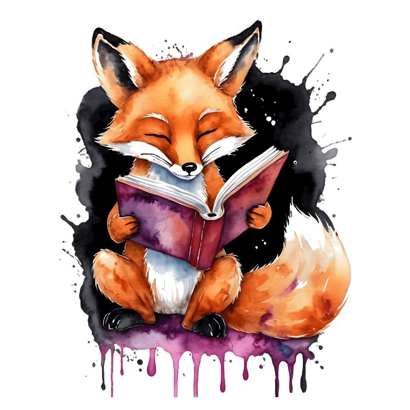Fuchs Lesen Buch Bunt Tier Design Print