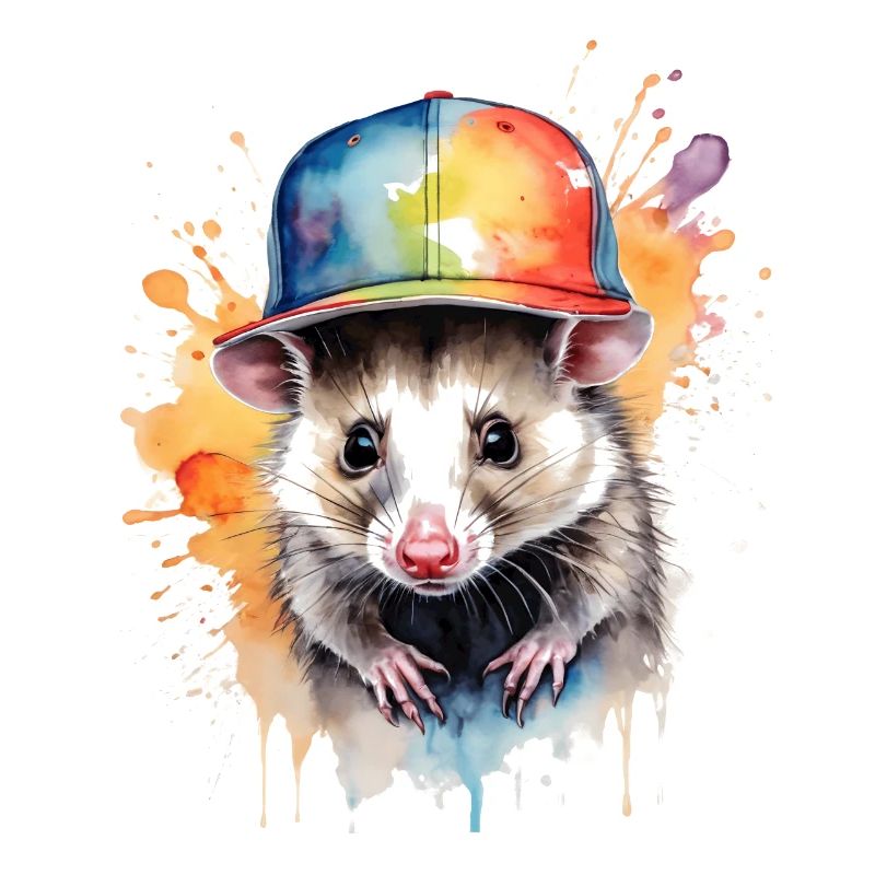 Opossum Snapback Cap Cool Tier Design Print