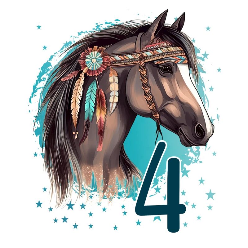 Geburtstag 4 Mädchen Pferd Reiten Stall Vier 4 Jah