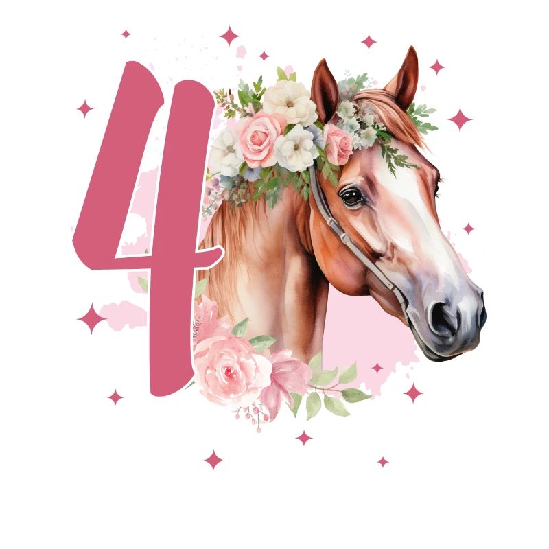Geburtstag 4 Mädchen Pferd Reiten Stall Vier 4 Jah