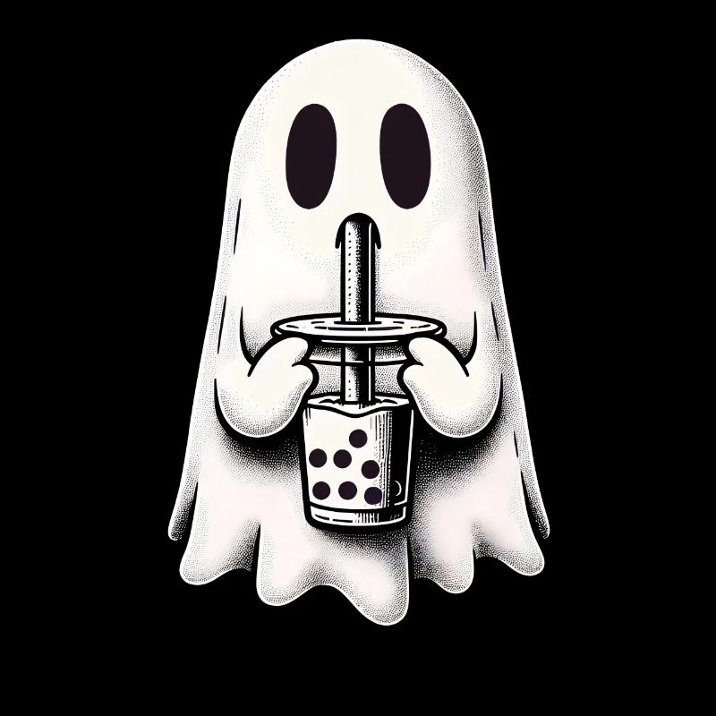 Sad Ghost Drinks Bubble Tea
