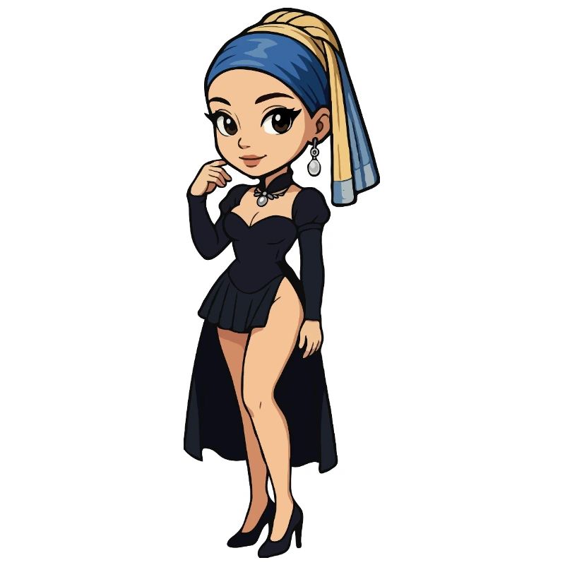 Mädchen mit Perlenohrring Chibi Super Deformed