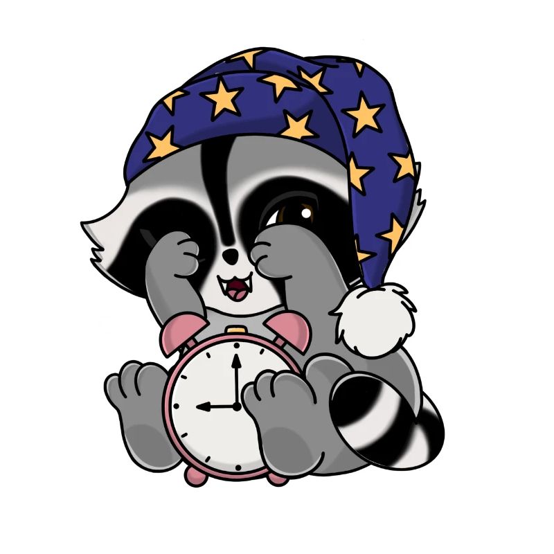 Snuggles der Waschbär als Langschläfer