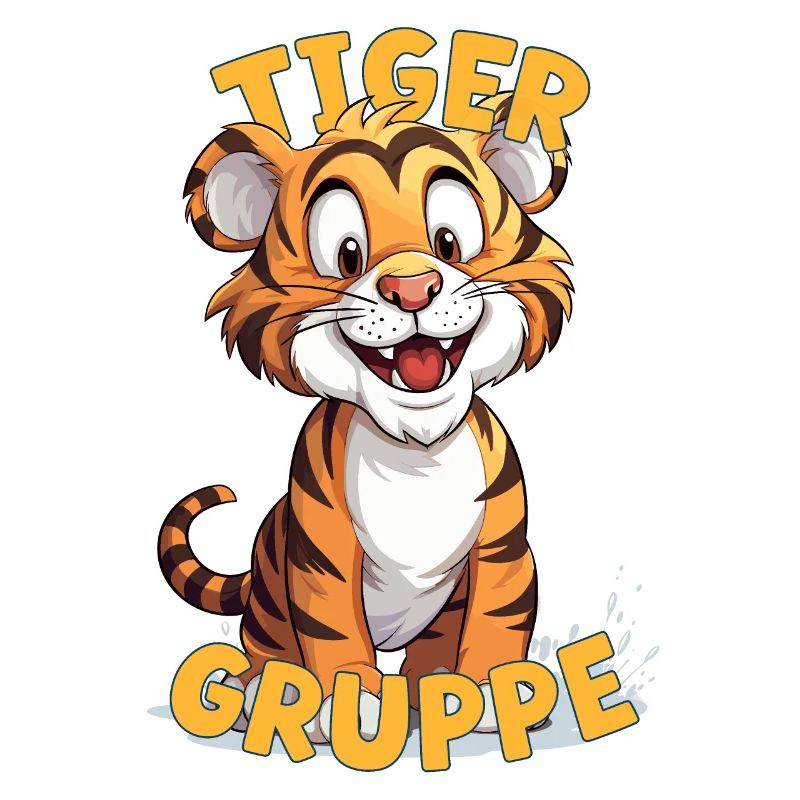 Comic Tigergruppe Kindergarten Gruppentier Tiger