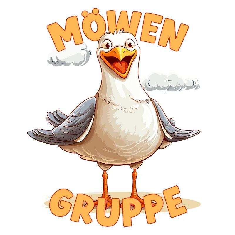 Comic Möwengruppe Kindergarten Gruppentier Möwe