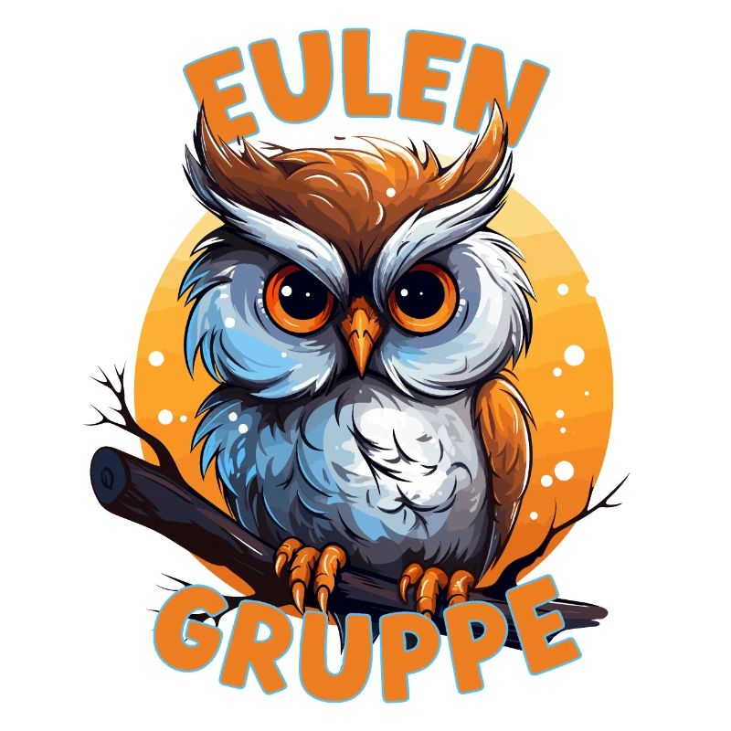 Comic Eulengruppe Kindergarten Gruppentier Eule
