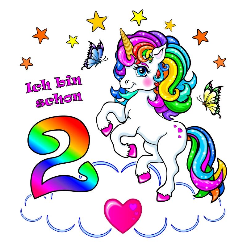 Mädchen 2 Jahre Geburtstag Einhorn