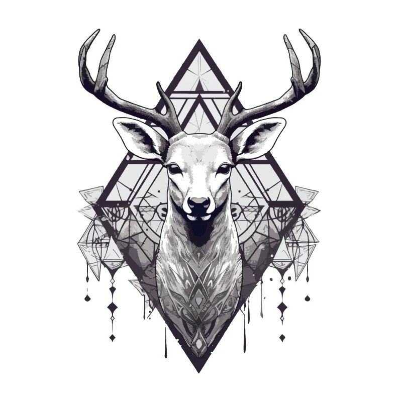 black and white deer boho style
