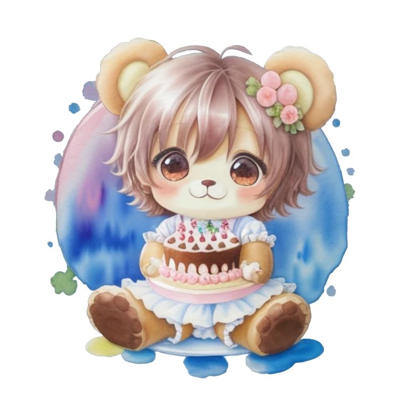 Teddybär Mädchen und Kuchen