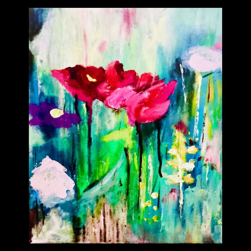 Aquarellblumen im Farbmeer