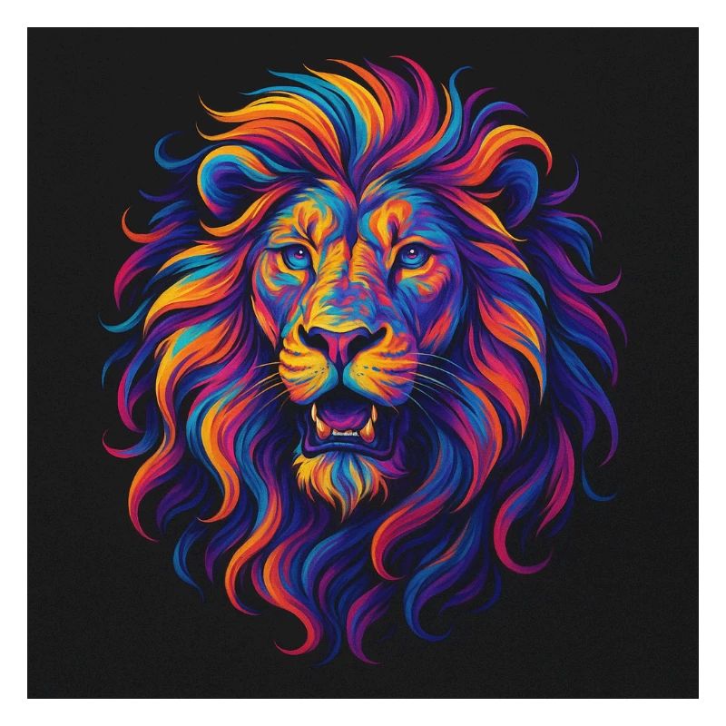 Neon Colors Lion Head Artwork