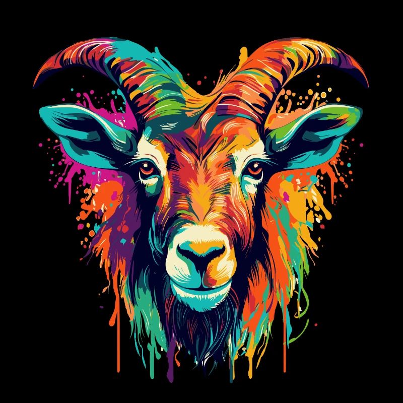 Colorful Goat Paint Splash Splash Paint Blob Billy goat