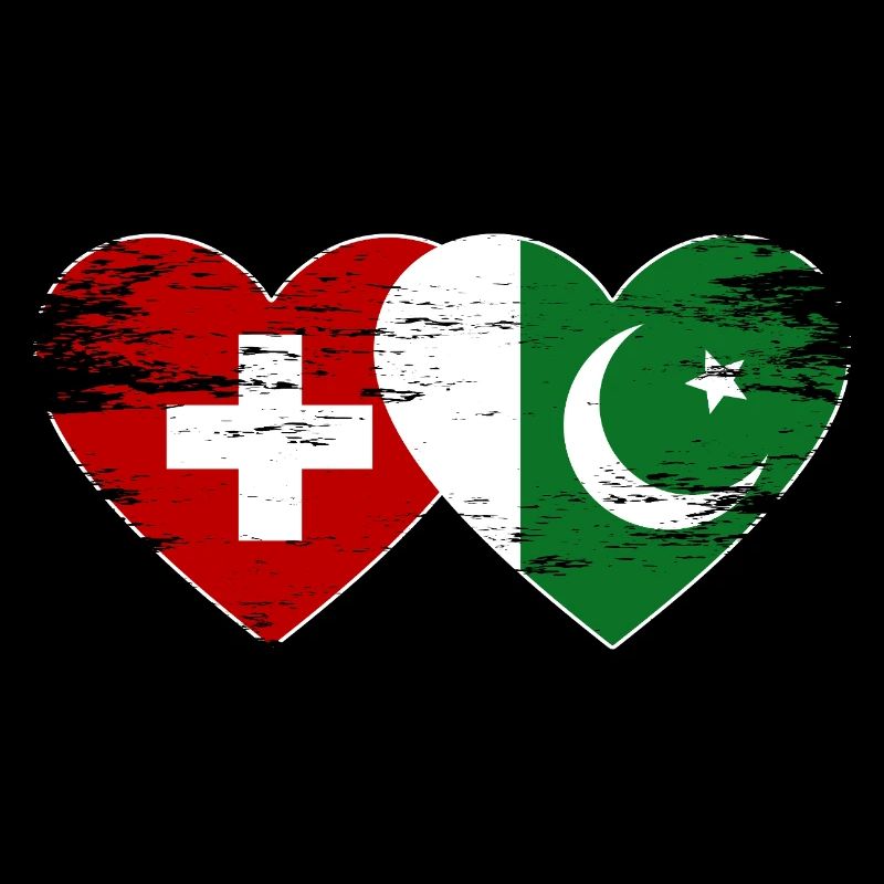 Drapeau de la Suisse Pakistan coeur utilisé