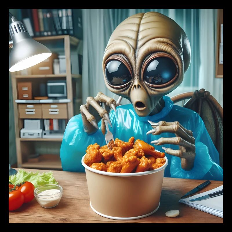 Alien discovers delicious chicken wings