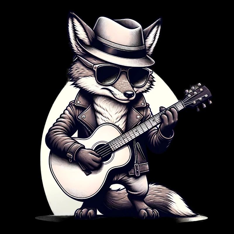 Custom Cartoon Fox Guitar TShirt