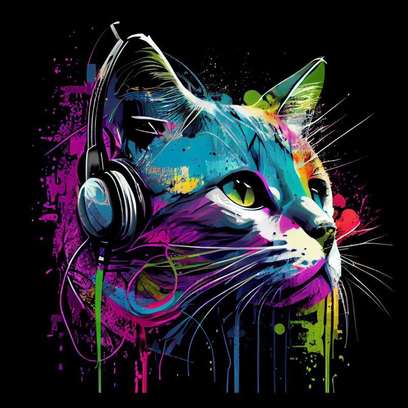 Chat avec écouteurs