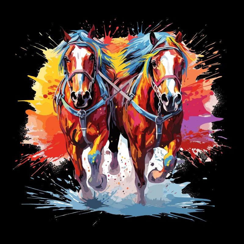 Draught horses, carriage