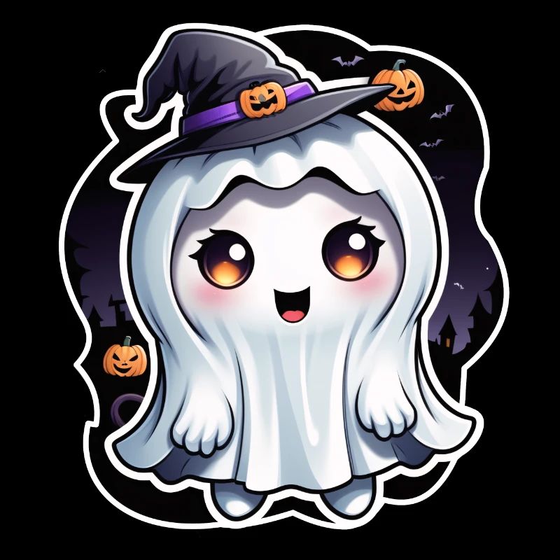 Happy Halloween Geist Gespenst Mädchen Zauberhut