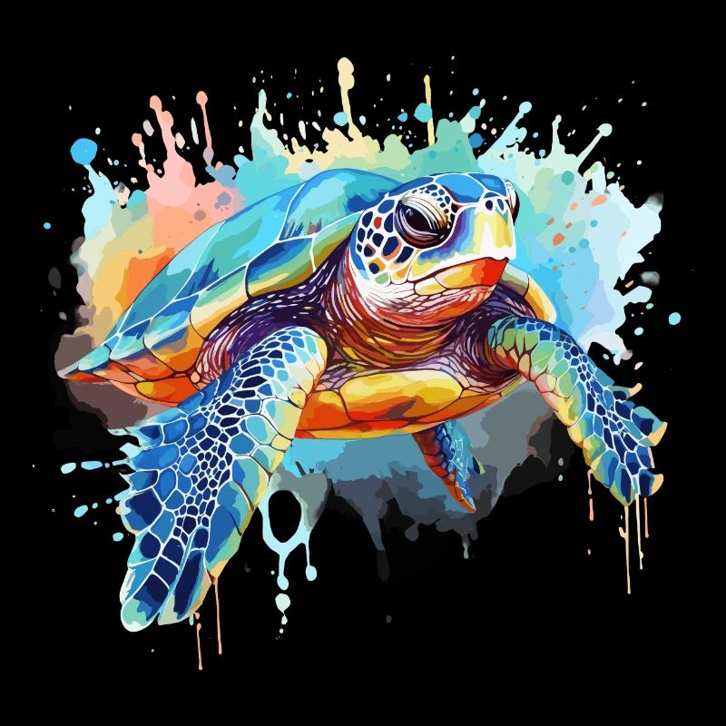 Turtle, watercolor turtle, splash
