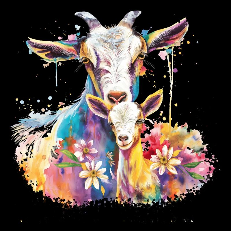 Ziege mit ihrem Kalb