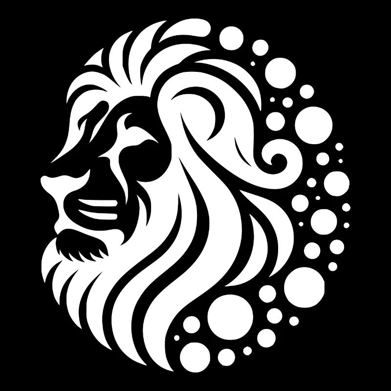 Proud lion's head with mane