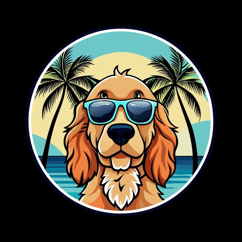 Cocker anglais Spaniel Chien Race Dessin Animé Plage